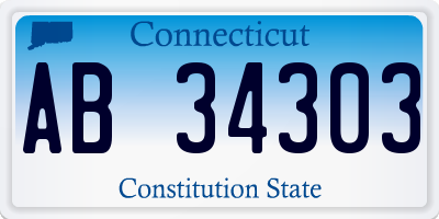 CT license plate AB34303