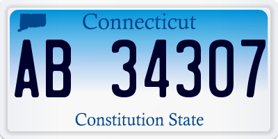 CT license plate AB34307