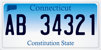 CT license plate AB34321