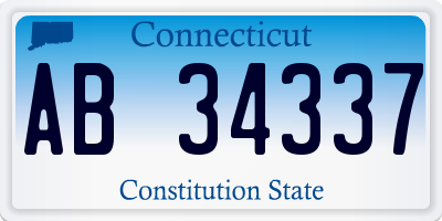 CT license plate AB34337