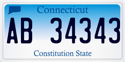 CT license plate AB34343