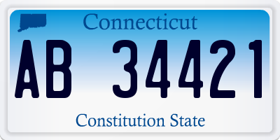 CT license plate AB34421