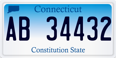 CT license plate AB34432