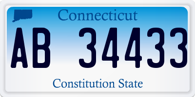 CT license plate AB34433