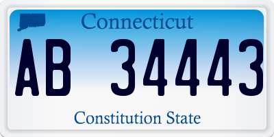 CT license plate AB34443