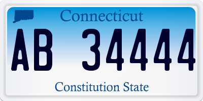 CT license plate AB34444