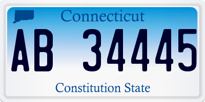 CT license plate AB34445