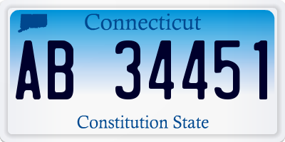 CT license plate AB34451