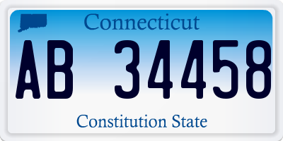 CT license plate AB34458