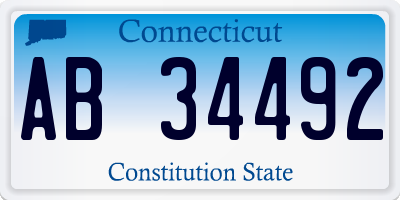 CT license plate AB34492