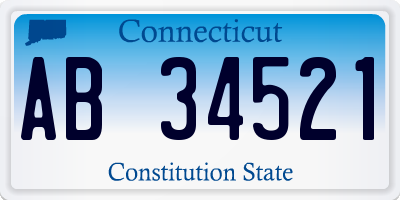 CT license plate AB34521