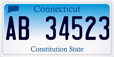 CT license plate AB34523