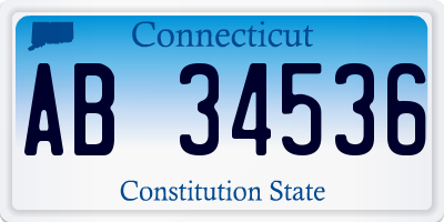 CT license plate AB34536