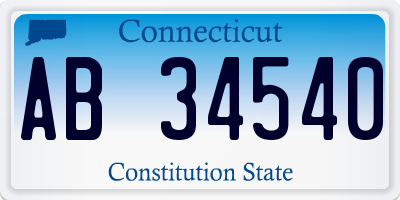 CT license plate AB34540