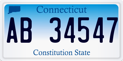 CT license plate AB34547