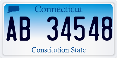 CT license plate AB34548