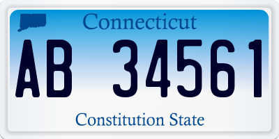 CT license plate AB34561