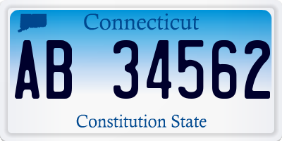 CT license plate AB34562