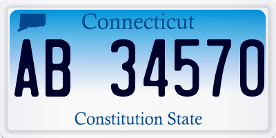 CT license plate AB34570