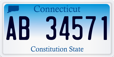 CT license plate AB34571