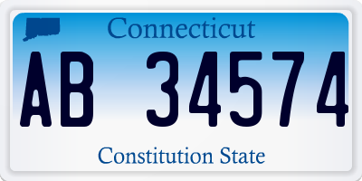 CT license plate AB34574