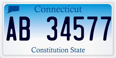 CT license plate AB34577