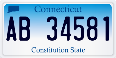 CT license plate AB34581