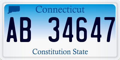 CT license plate AB34647