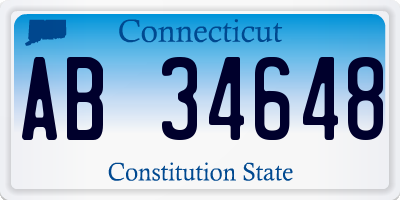 CT license plate AB34648