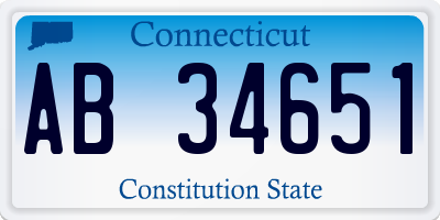 CT license plate AB34651