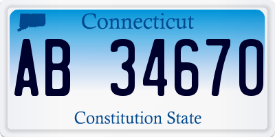 CT license plate AB34670