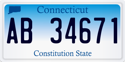 CT license plate AB34671