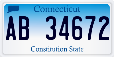 CT license plate AB34672