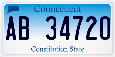 CT license plate AB34720