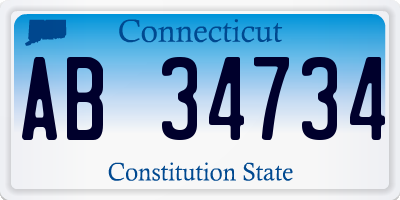CT license plate AB34734