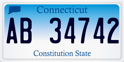 CT license plate AB34742