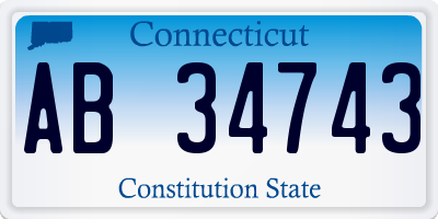 CT license plate AB34743