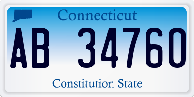 CT license plate AB34760