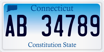 CT license plate AB34789