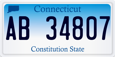 CT license plate AB34807