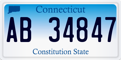 CT license plate AB34847