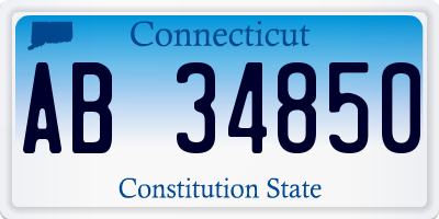 CT license plate AB34850