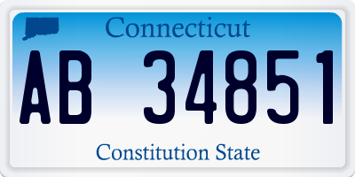 CT license plate AB34851