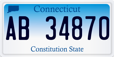 CT license plate AB34870