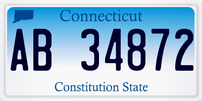 CT license plate AB34872