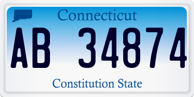 CT license plate AB34874