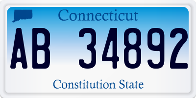 CT license plate AB34892