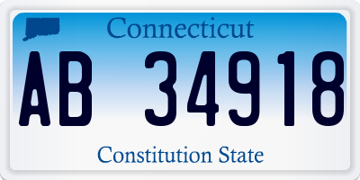 CT license plate AB34918