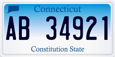 CT license plate AB34921