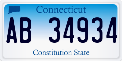 CT license plate AB34934